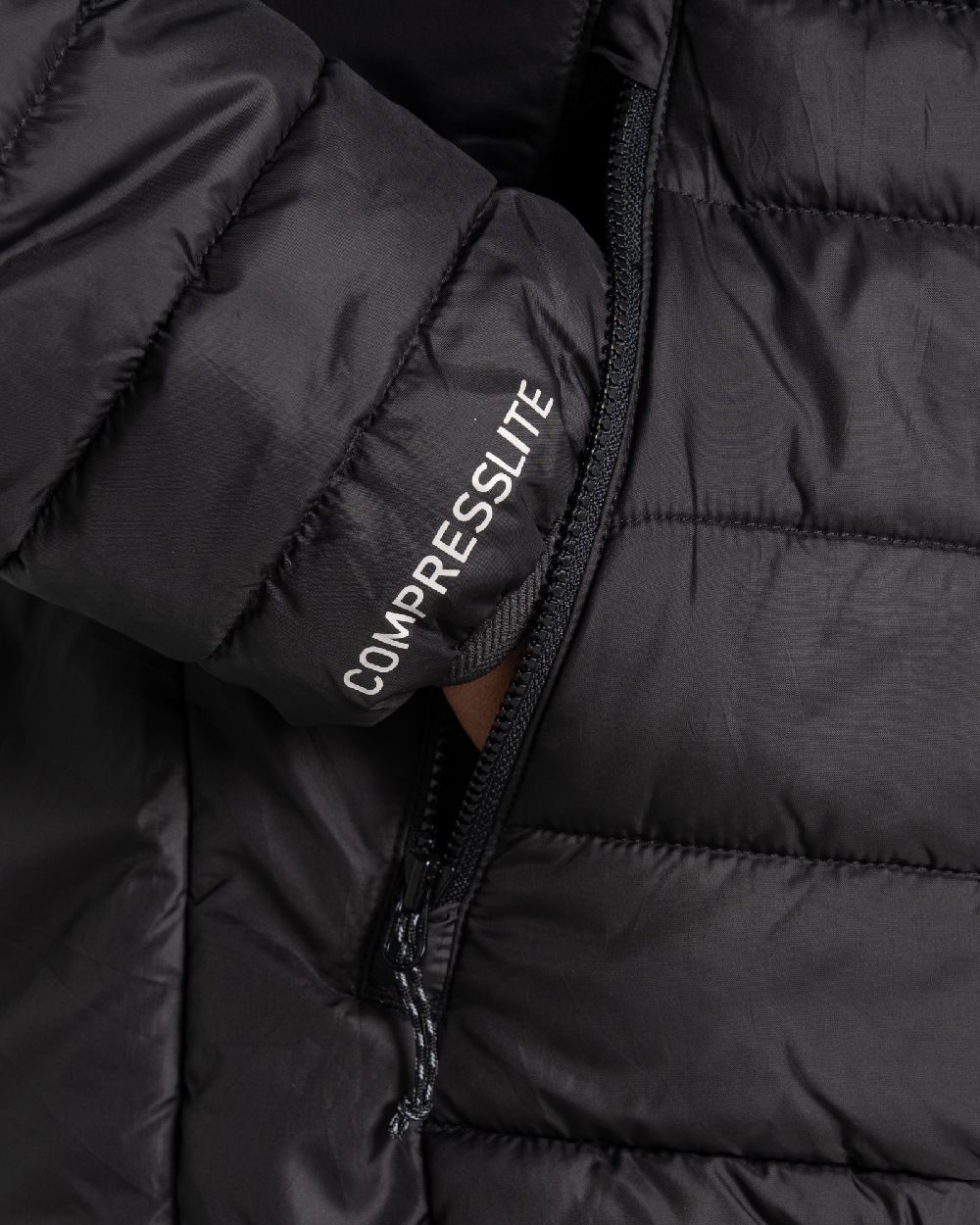 Black coloured Craghoppers Womens Compresslite IX Hooded Insulating Jacket on white background 