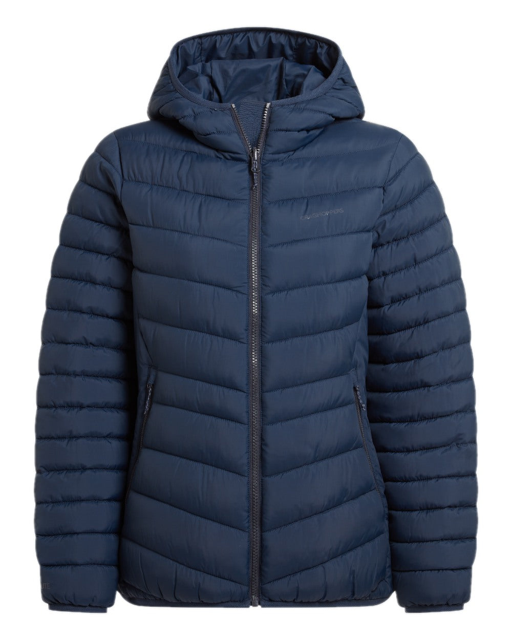 Blue Navy coloured Craghoppers Womens Compresslite IX Hooded Insulating Jacket on white background 