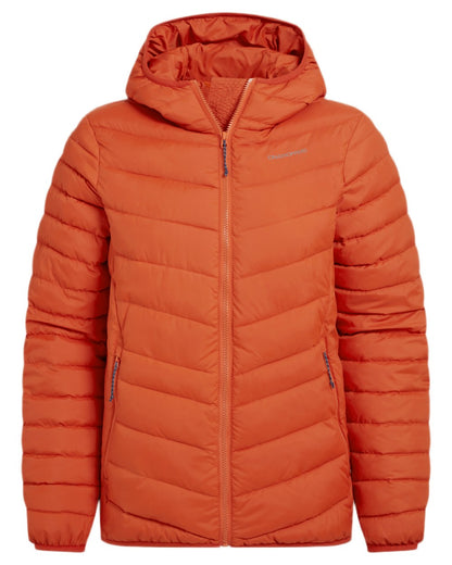 Carnelian Orange Coloured Craghoppers Womens Compresslite IX Hooded Insulating Jacket on white background 