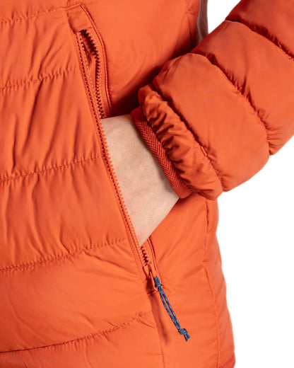 Carnelian Orange Coloured Craghoppers Womens Compresslite IX Hooded Insulating Jacket on white background 
