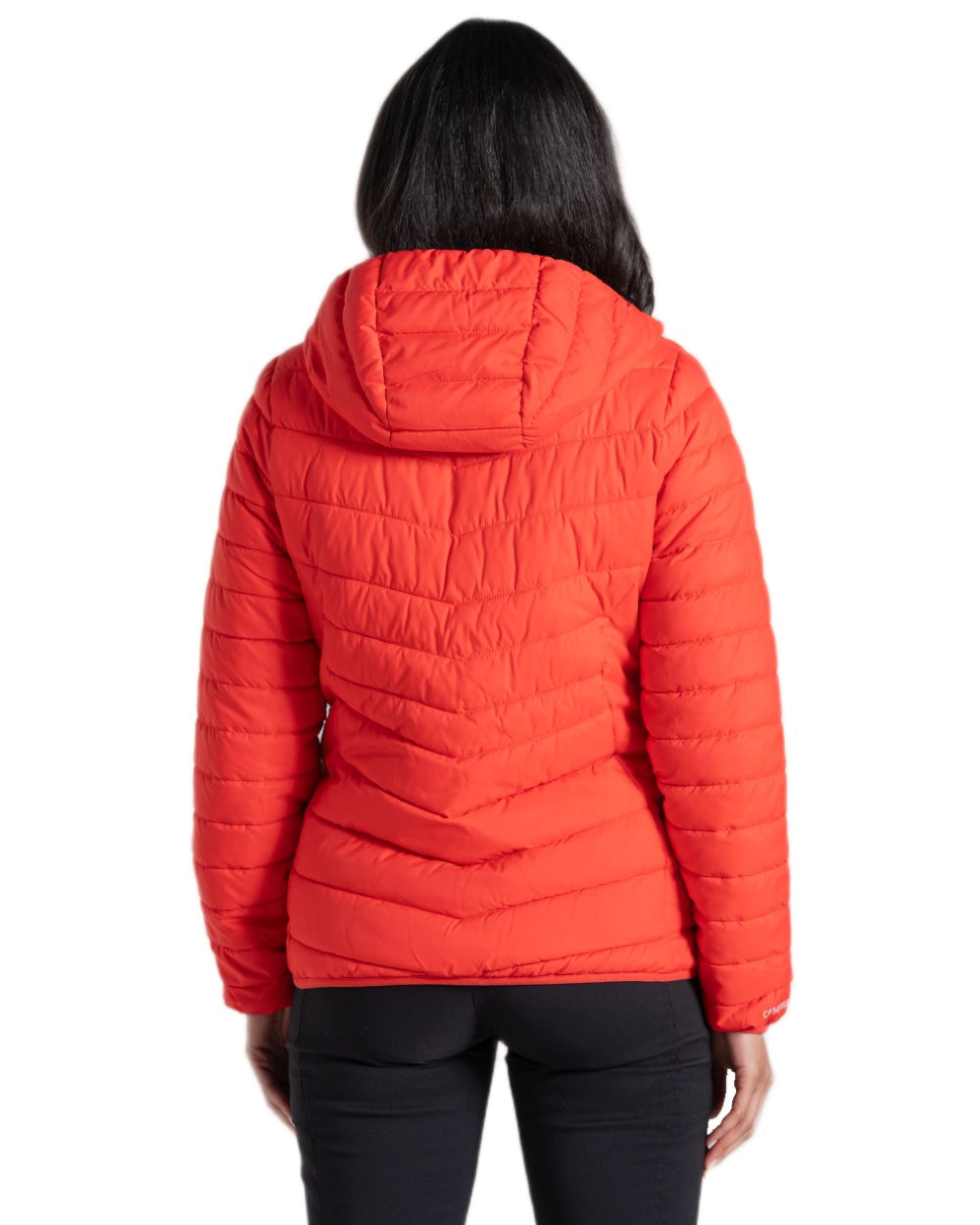 Dawn Red Coloured Craghoppers Womens Compresslite IX Hooded Insulating Jacket on white background 