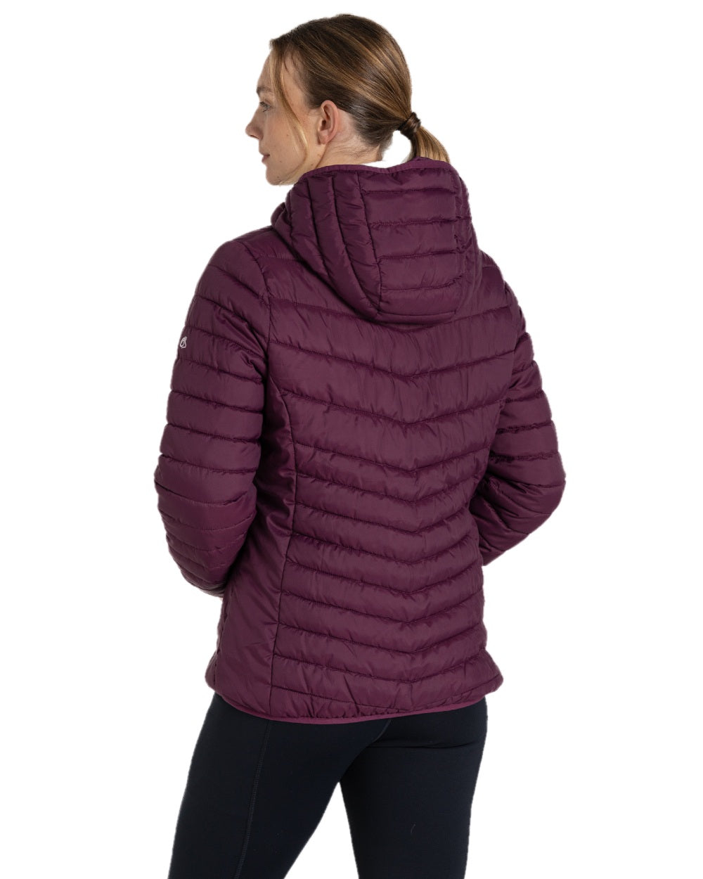 Beet coloured Craghoppers Womens Compresslite VIII Hooded Jacket on white background 