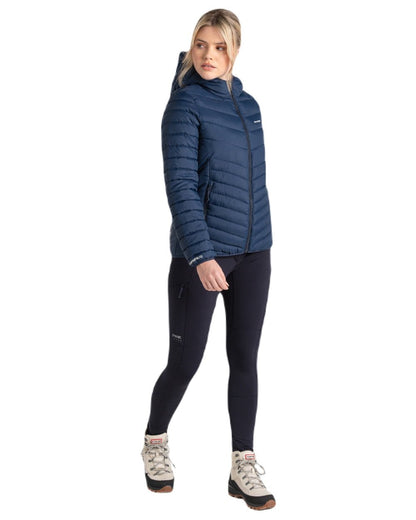 Blue Navy coloured Craghoppers Womens Compresslite VIII Hooded Jacket on white background 