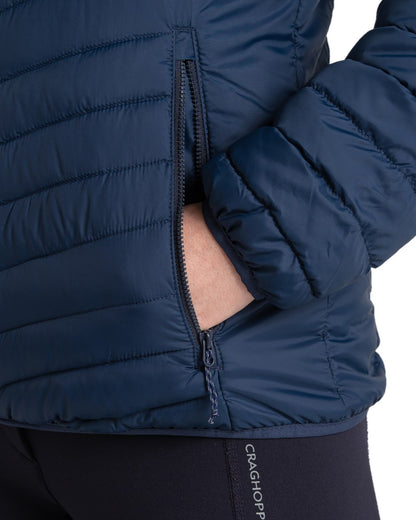 Blue Navy coloured Craghoppers Womens Compresslite VIII Hooded Jacket on white background 