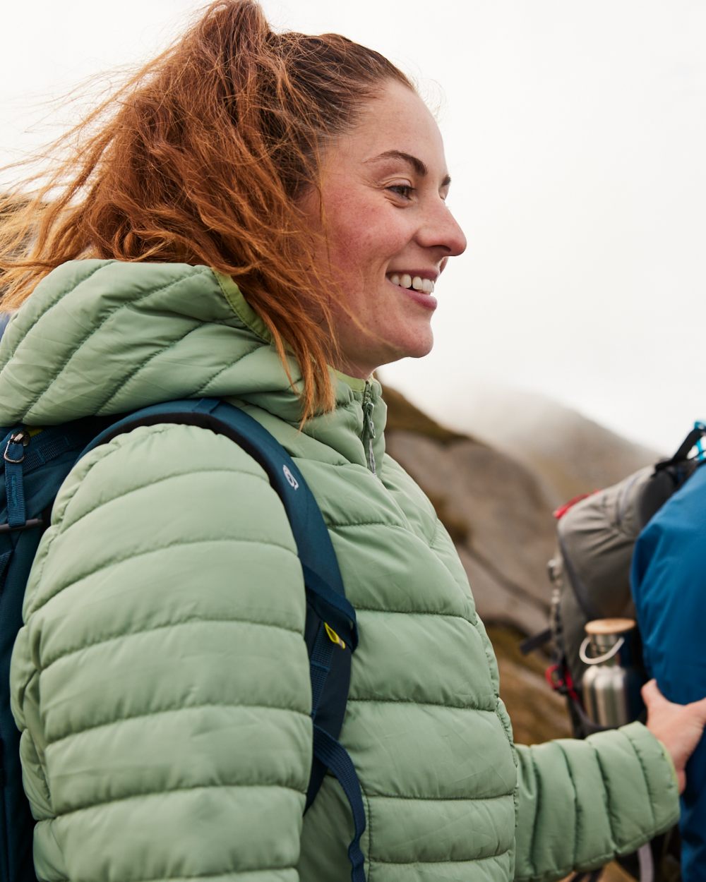 Meadow Haze Frosted Pine coloured Craghoppers Womens Compresslite VIII Hooded Jacket on white background 