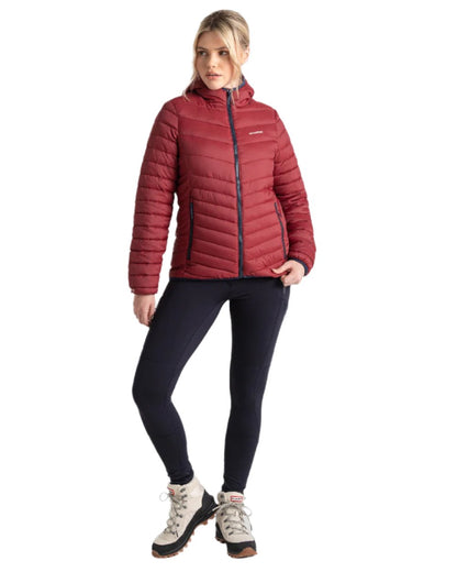 Mulberry Jam coloured Craghoppers Womens Compresslite VIII Hooded Jacket on white background 