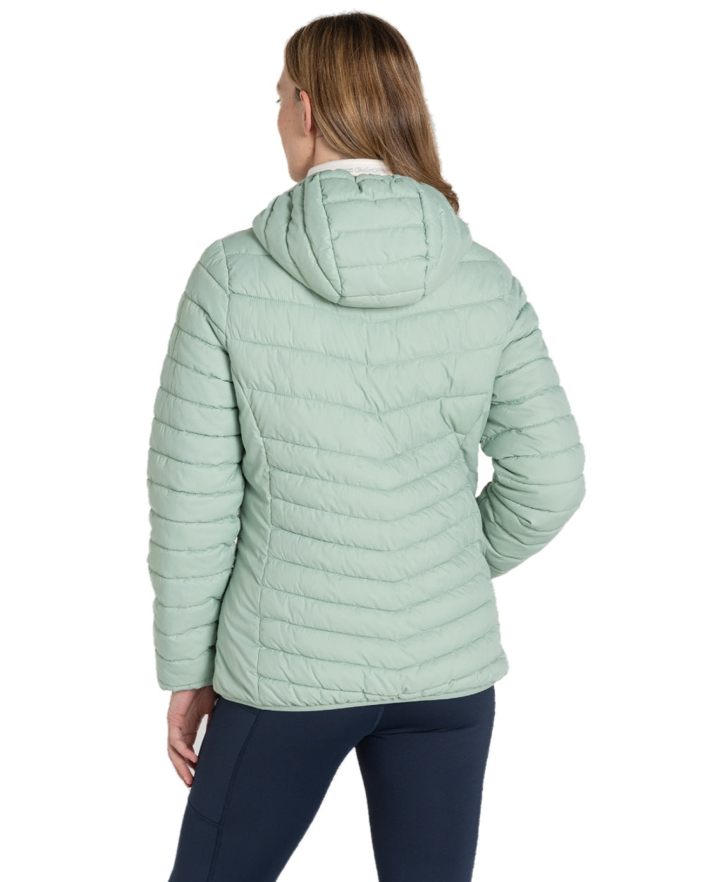 Pale Pistachio coloured Craghoppers Womens Compresslite VIII Hooded Jacket on white background 