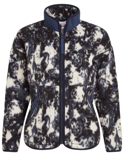 Dark Sapphire Print coloured Craghoppers Womens Dante Full Zip Fleece on white background 
