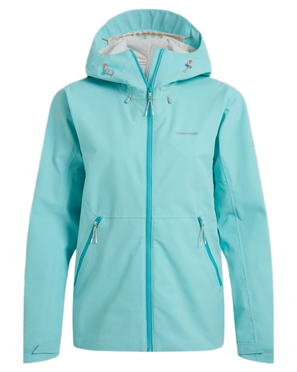 Aqua Sky coloured Craghoppers Womens Dynamic Pro III Waterproof Jacket on white background 