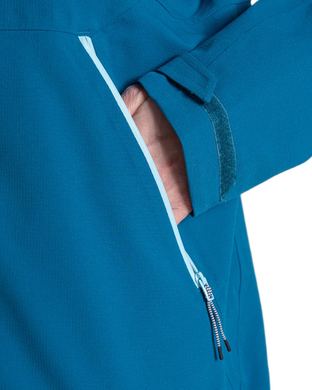 Porcelain Blue coloured Craghoppers Womens Dynamic Pro III Waterproof Jacket on white background 