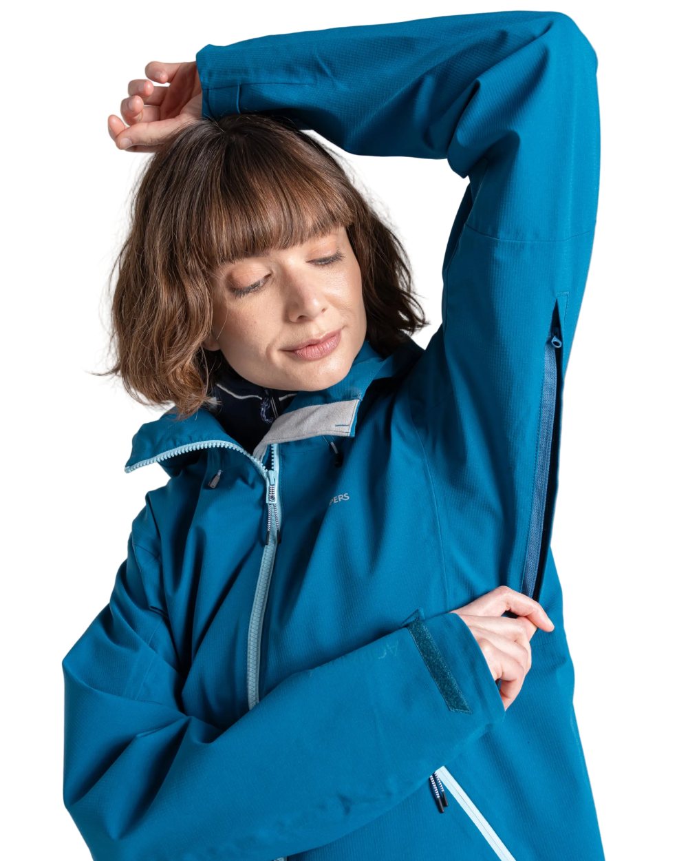 Porcelain Blue coloured Craghoppers Womens Dynamic Pro III Waterproof Jacket on white background 