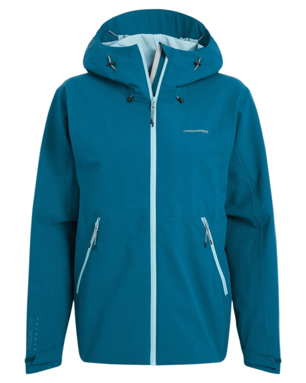 Porcelain Blue coloured Craghoppers Womens Dynamic Pro III Waterproof Jacket on white background 