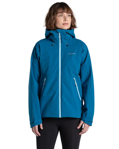 Porcelain Blue coloured Craghoppers Womens Dynamic Pro III Waterproof Jacket on white background 