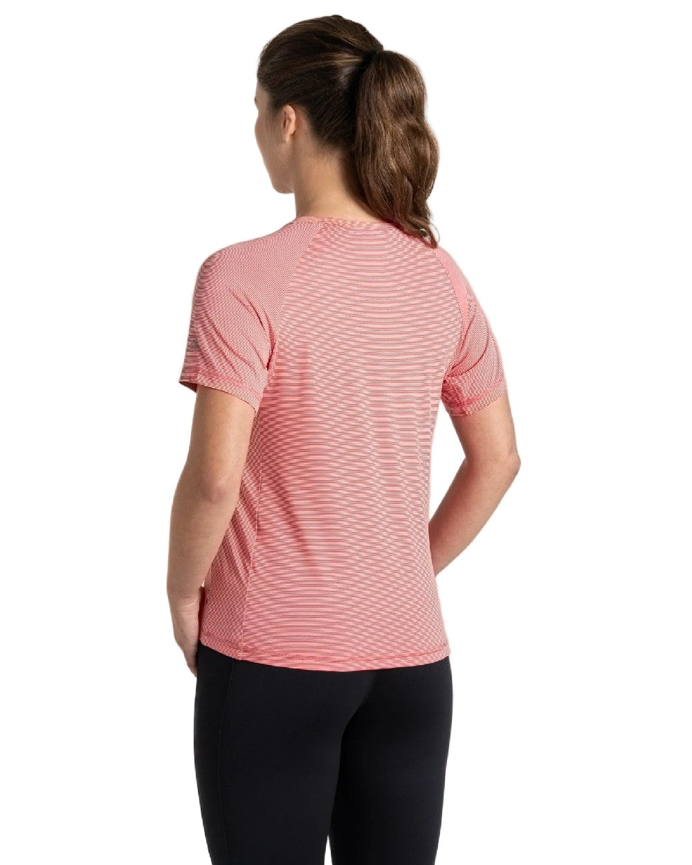 Coral Reef Coloured Craghoppers Womens Ellie Short Sleeved T-Shirt on white background 