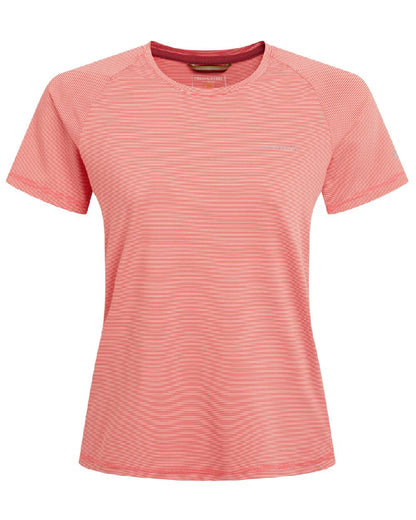 Coral Reef Coloured Craghoppers Womens Ellie Short Sleeved T-Shirt on white background 