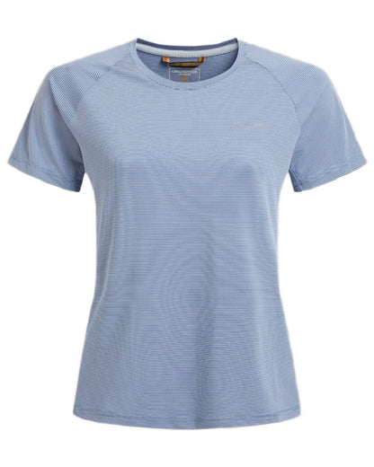 Seaside Blue Coloured Craghoppers Womens Ellie Short Sleeved T-Shirt on white background 