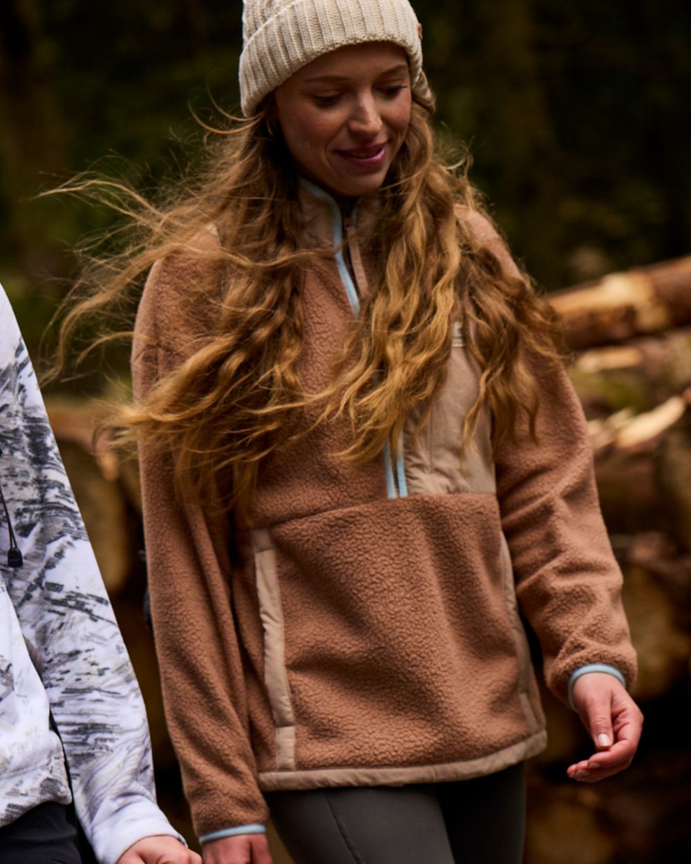 Umber coloured Craghoppers Womens Grange Half Zip Fleece on outdoor background 