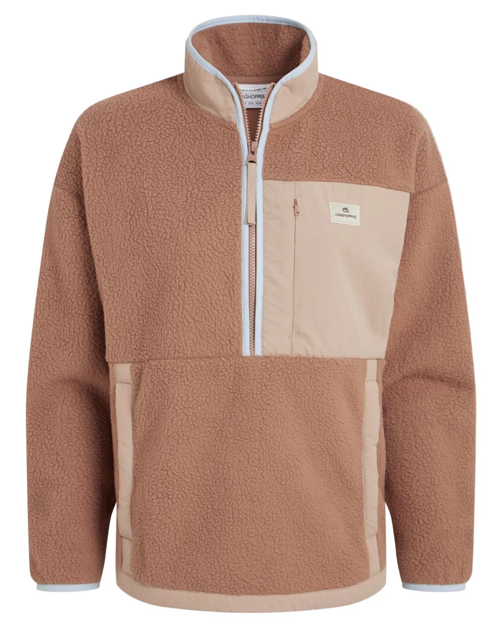 Umber coloured Craghoppers Womens Grange Half Zip Fleece on white background 