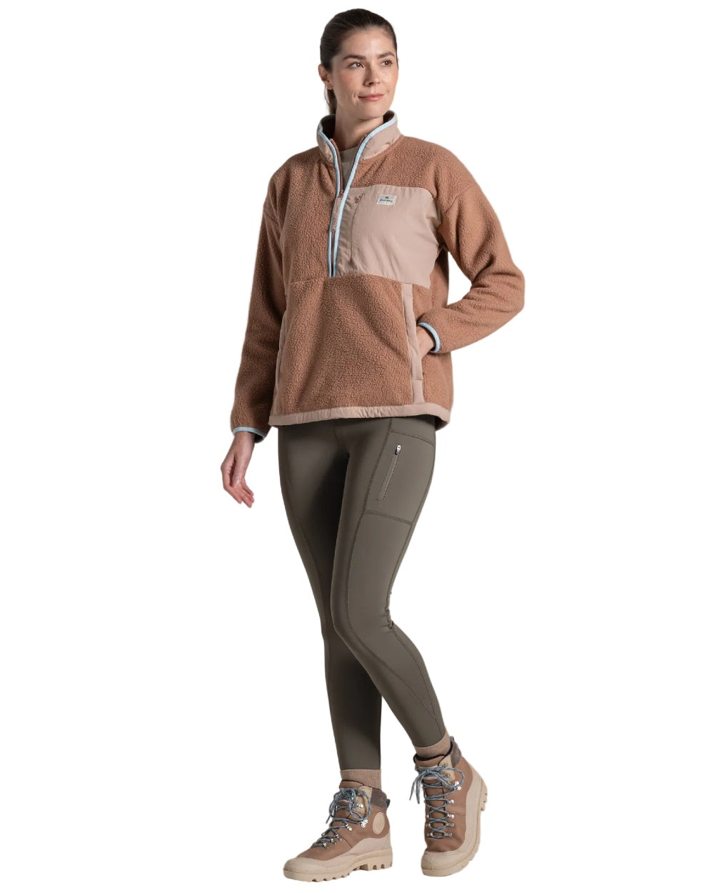 Umber coloured Craghoppers Womens Grange Half Zip Fleece on white background 