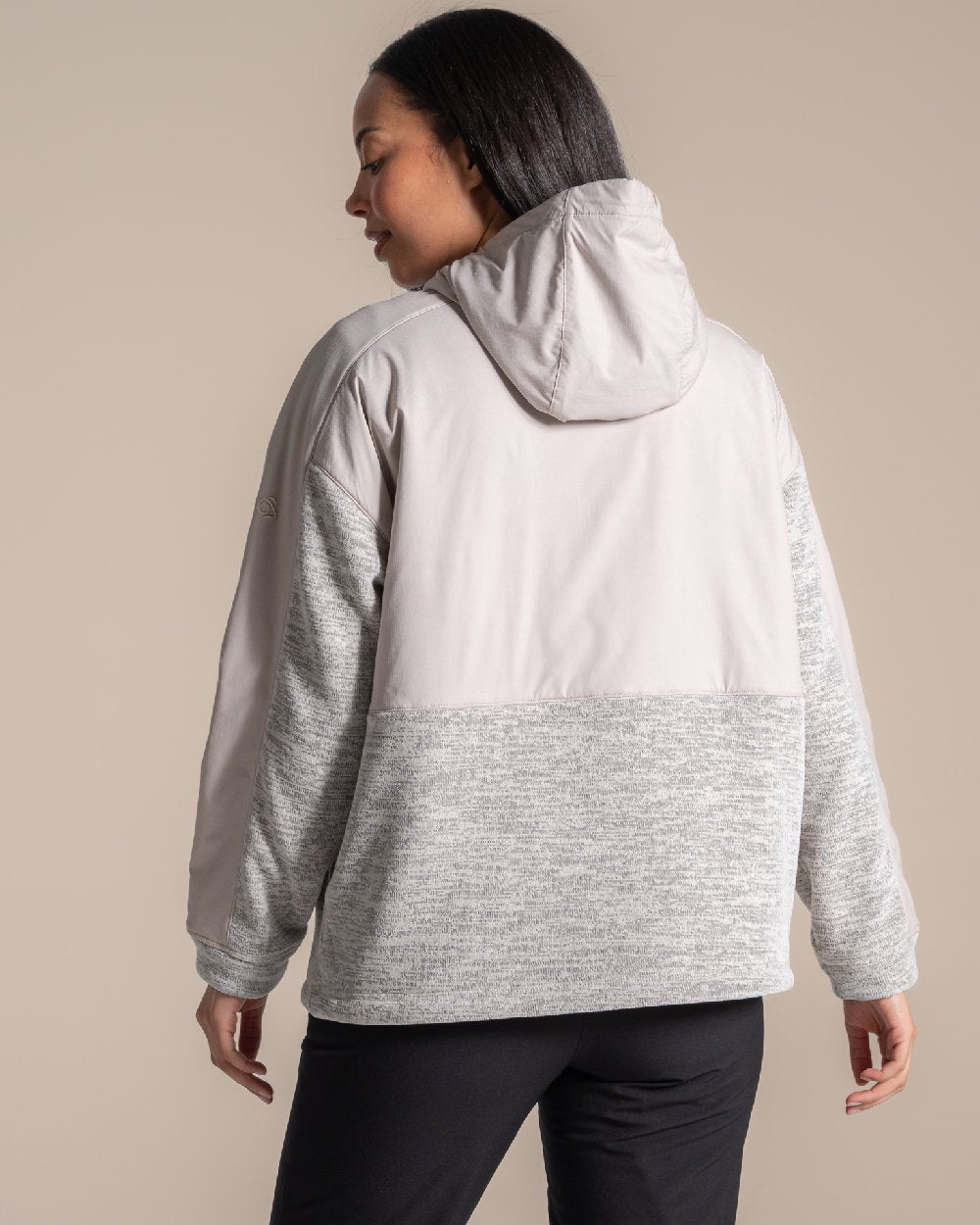 Oyster coloured Craghoppers Womens Hanna Hooded Overhead on beige background 
