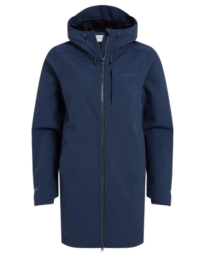 Blue Navy coloured Craghoppers Womens Hopegill Hooded Jacket on white background 