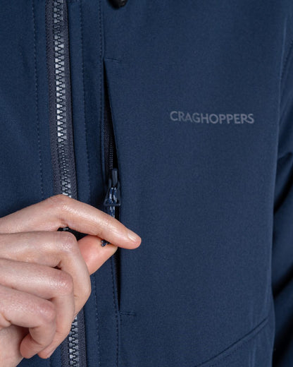 Blue Navy coloured Craghoppers Womens Hopegill Hooded Jacket on white background 