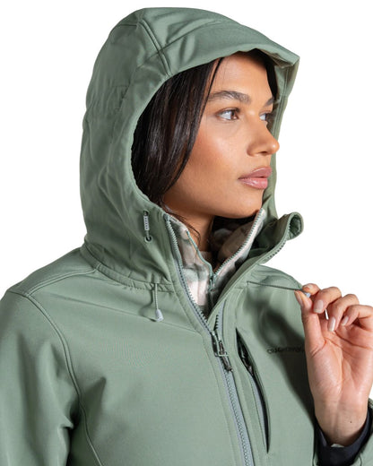 Sage coloured Craghoppers Womens Hopegill Hooded Jacket on white background 