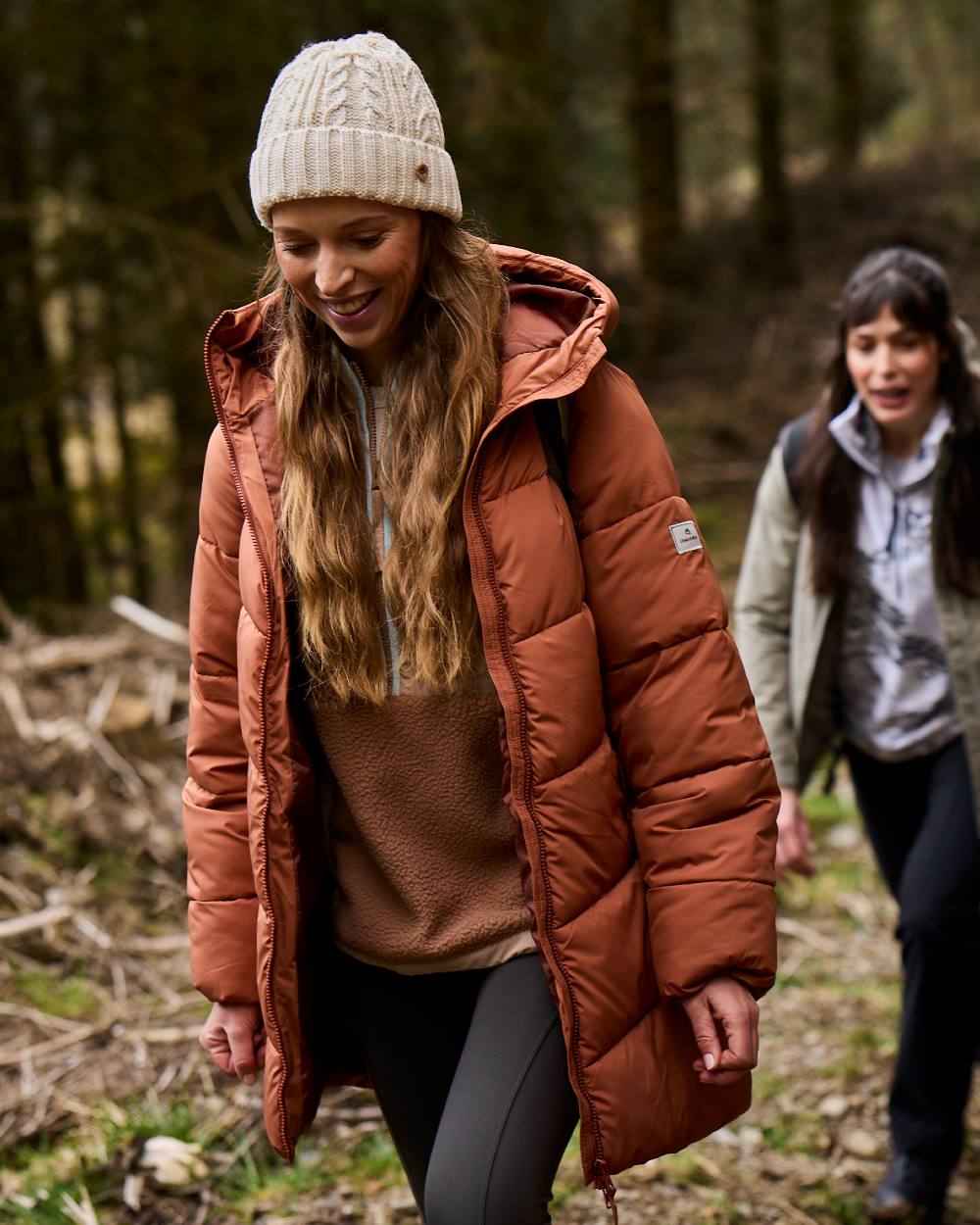 Tawny coloured Craghoppers Womens Kendal Jacket on forest background 