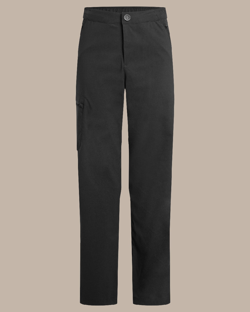 Black Coloured Womens KiwiPro Barrel Trouser on Beige Background 