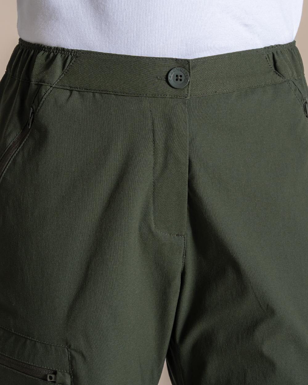 Verdant Coloured Womens KiwiPro Barrel Trouser on Beige Background 