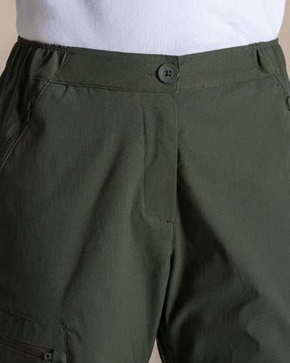 Verdant Coloured Womens KiwiPro Barrel Trouser on Beige Background 