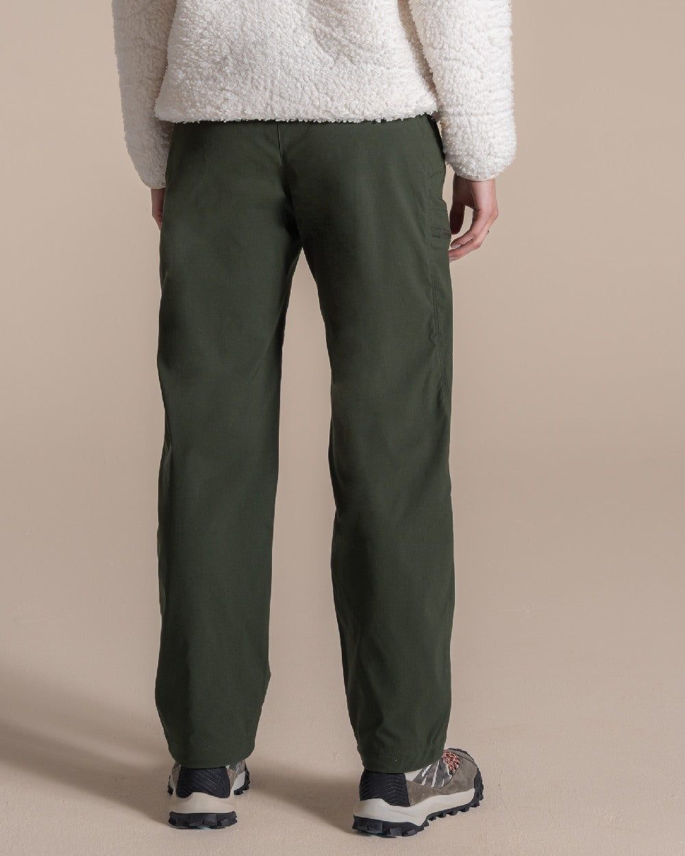 Verdant Coloured Womens KiwiPro Barrel Trouser on Beige Background 