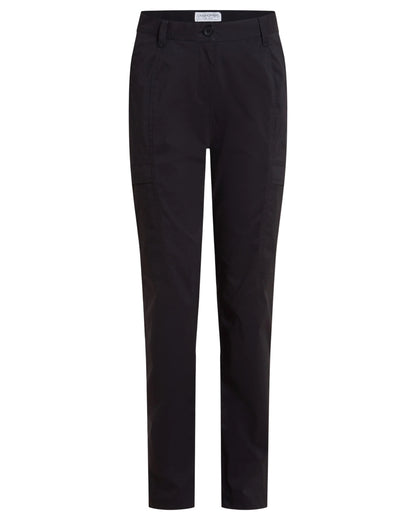 Black coloured Craghoppers Womens Kiwi Pro Cargo Trousers on white background 