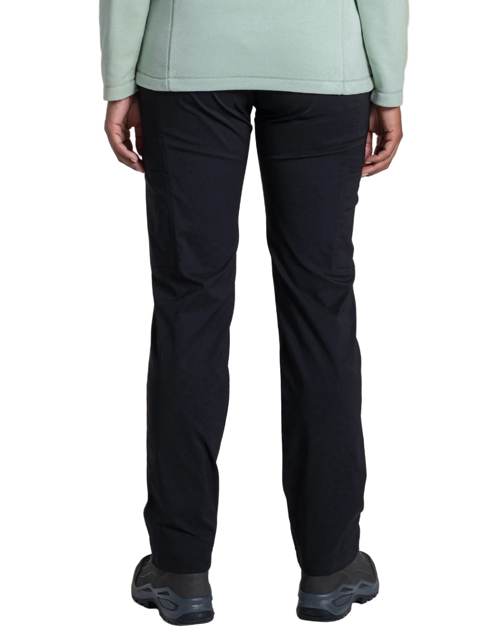 Black coloured Craghoppers Womens Kiwi Pro Cargo Trousers on white background 