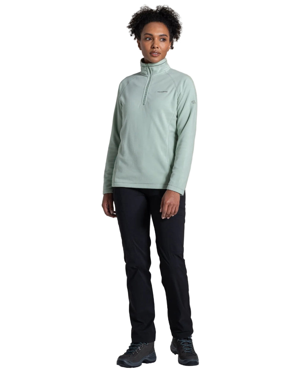 Black coloured Craghoppers Womens Kiwi Pro Cargo Trousers on white background 