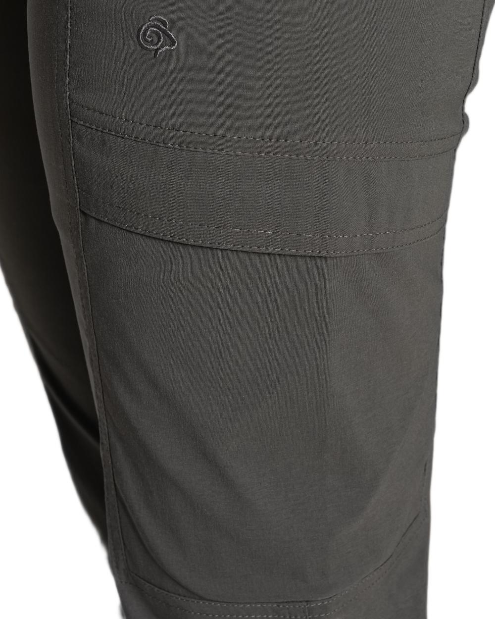 Mid Khaki coloured Craghoppers Womens Kiwi Pro Cargo Trousers on white background 