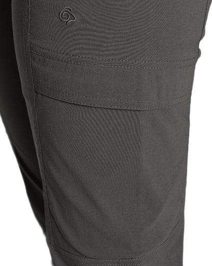 Mid Khaki coloured Craghoppers Womens Kiwi Pro Cargo Trousers on white background 