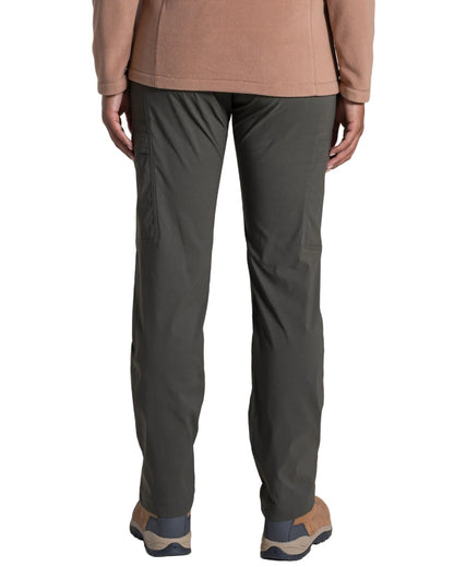 Mid Khaki coloured Craghoppers Womens Kiwi Pro Cargo Trousers on white background 