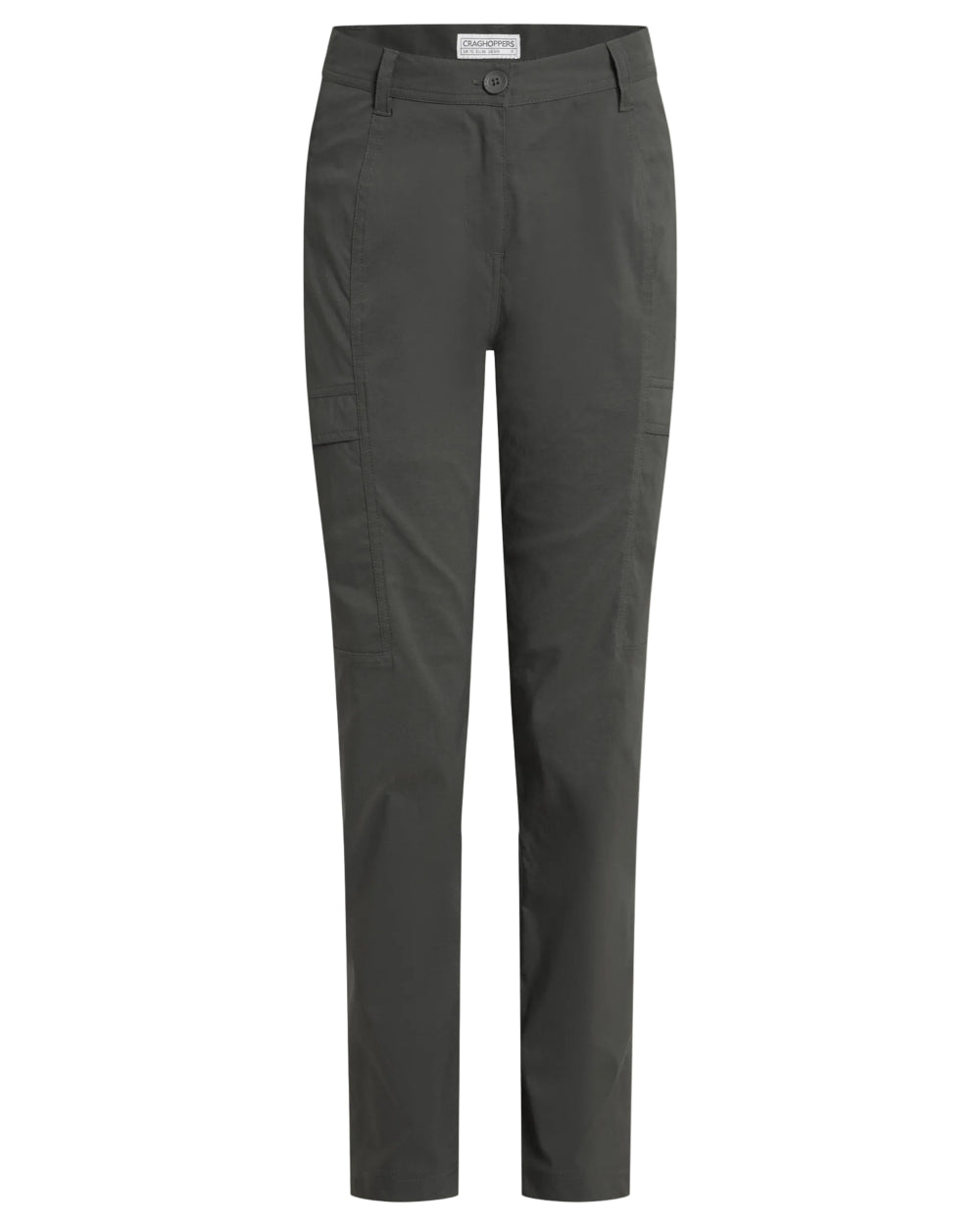 Mid Khaki coloured Craghoppers Womens Kiwi Pro Cargo Trousers on white background 