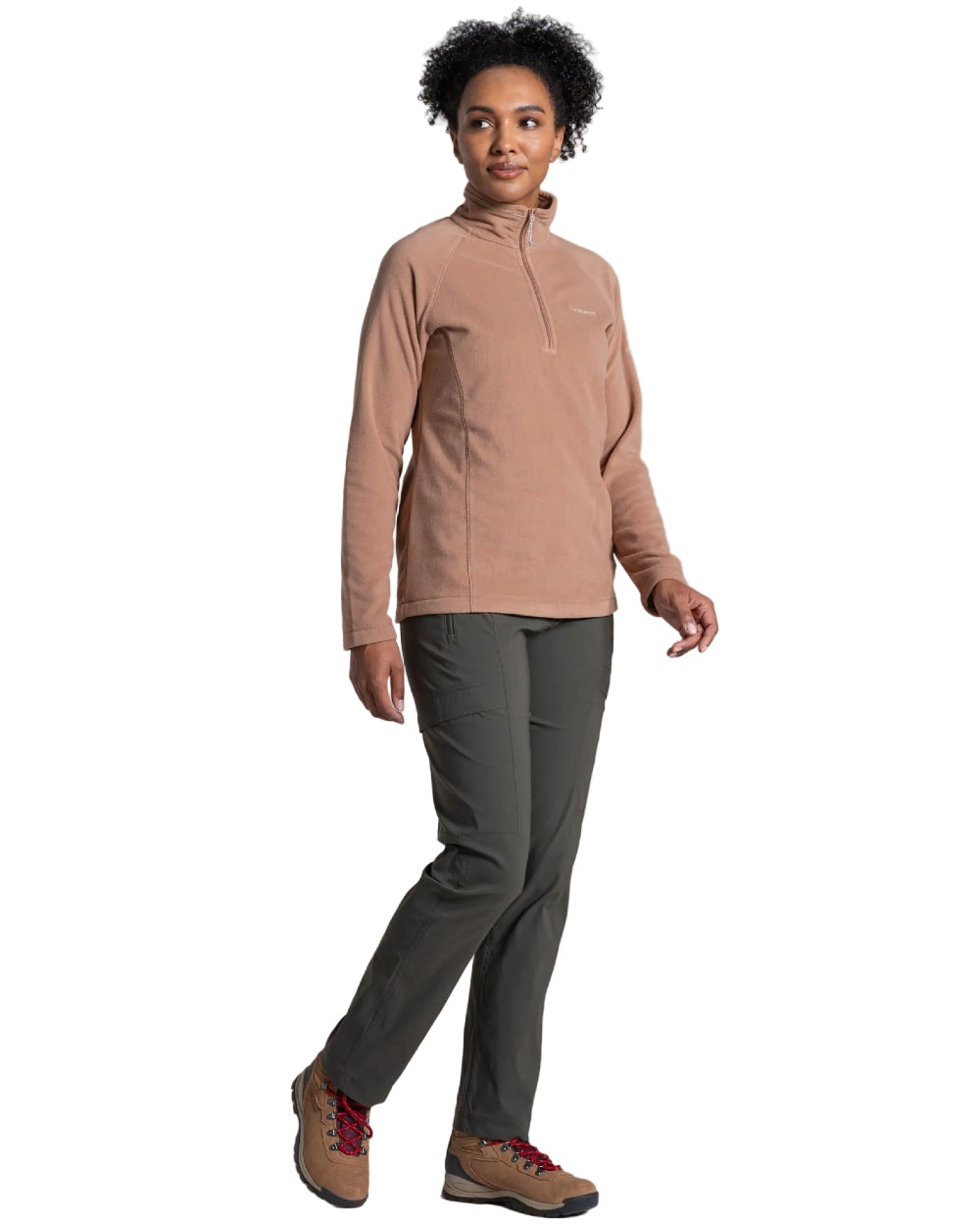 Mid Khaki coloured Craghoppers Womens Kiwi Pro Cargo Trousers on white background 
