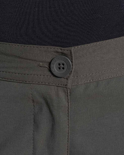 Mid Khaki coloured Craghoppers Womens Kiwi Pro Cargo Trousers on white background 