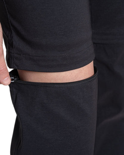 Black coloured Craghoppers Womens Kiwi Pro III Convertible Trousers on white background 
