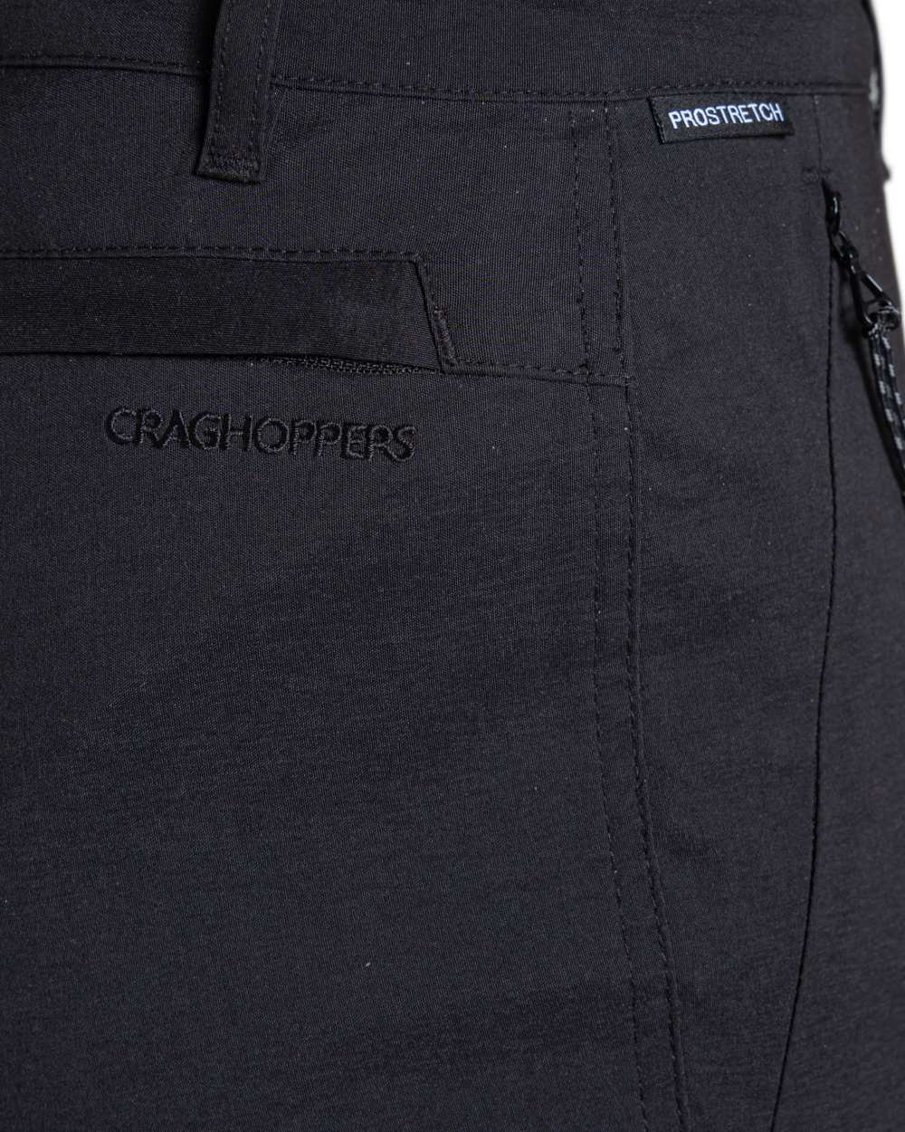 Black coloured Craghoppers Womens Kiwi Pro III Convertible Trousers on white background 