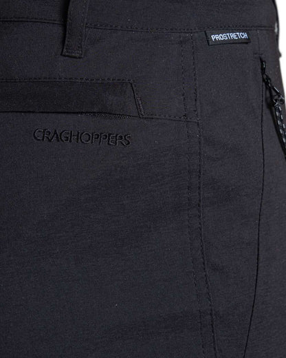 Black coloured Craghoppers Womens Kiwi Pro III Convertible Trousers on white background 