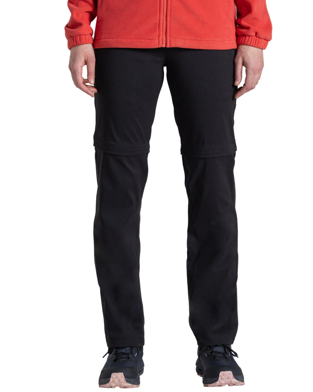 Black coloured Craghoppers Womens Kiwi Pro III Convertible Trousers on white background 