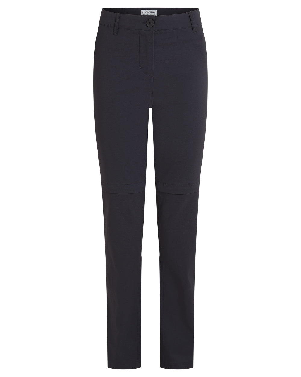 Dark Navy coloured Craghoppers Womens Kiwi Pro III Convertible Trousers on white background 