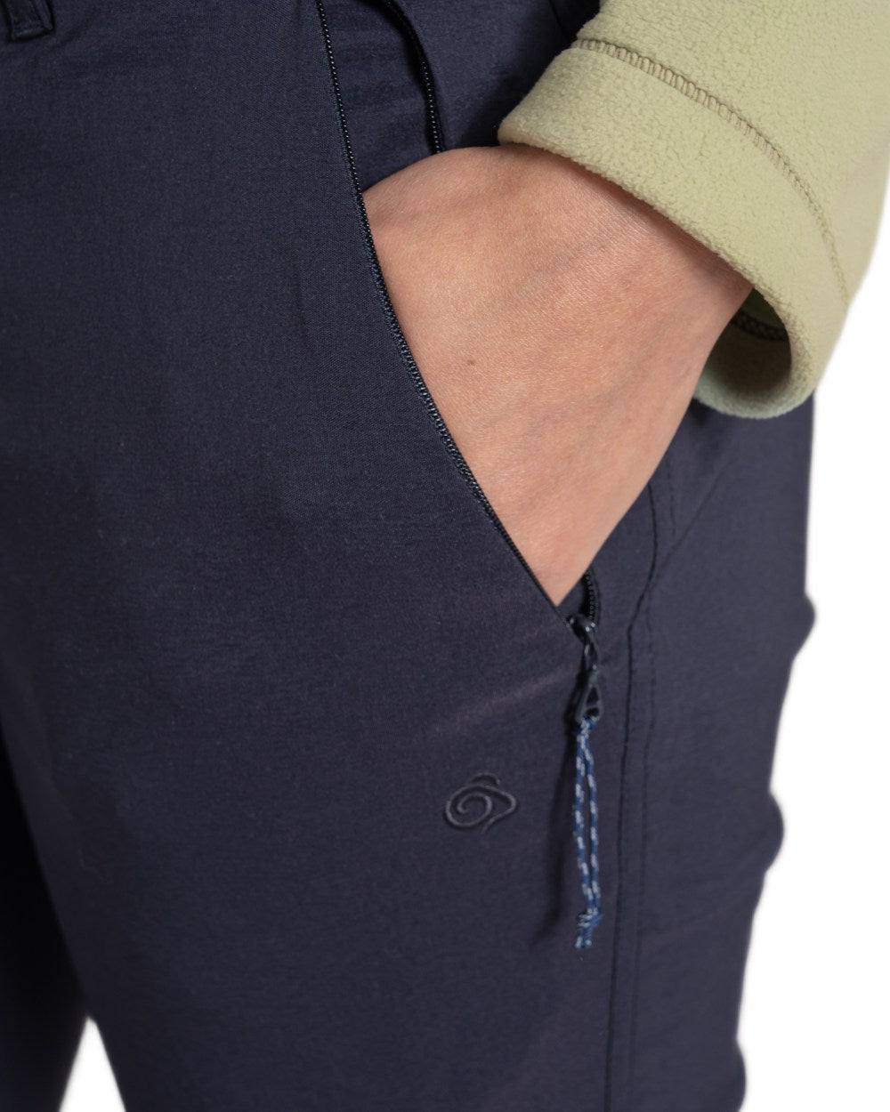 Dark Navy coloured Craghoppers Womens Kiwi Pro III Convertible Trousers on white background 