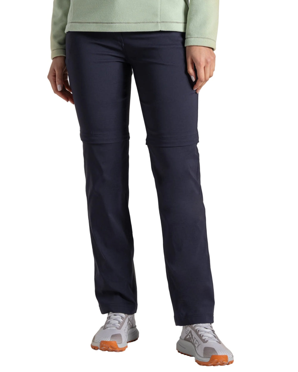 Dark Navy coloured Craghoppers Womens Kiwi Pro III Convertible Trousers on white background 