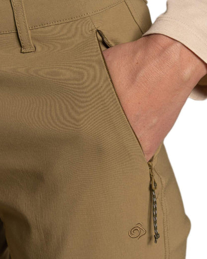 Cardamon coloured Craghoppers Womens Kiwi Pro III Cropped Trousers on white background 