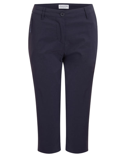 Dark Navy coloured Craghoppers Womens Kiwi Pro III Cropped Trousers on white background 